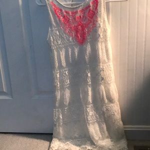 White and pink lace dress